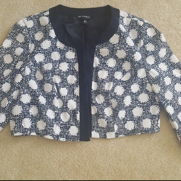 Navy & White crop blazer jacket - Picture 8 of 8